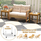 Tangkula Outdoor Side Table, Teak Wood End Table, Square Patio Snack Table