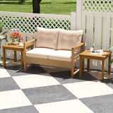 Tangkula Outdoor Side Table, Teak Wood End Table, Square Patio Snack Table