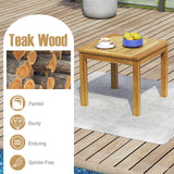 Tangkula Outdoor Side Table, Teak Wood End Table, Square Patio Snack Table