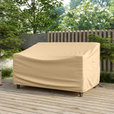 Tangkula Patio Loveseat Cover, 2-Seater Waterproof Outdoor Deep Sofa Cover with Padded Handle & Click-Close Straps