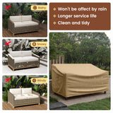 Tangkula Patio Loveseat Cover, 2-Seater Waterproof Outdoor Deep Sofa Cover with Padded Handle & Click-Close Straps