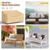 Tangkula Patio Loveseat Cover, 2-Seater Waterproof Outdoor Deep Sofa Cover with Padded Handle & Click-Close Straps