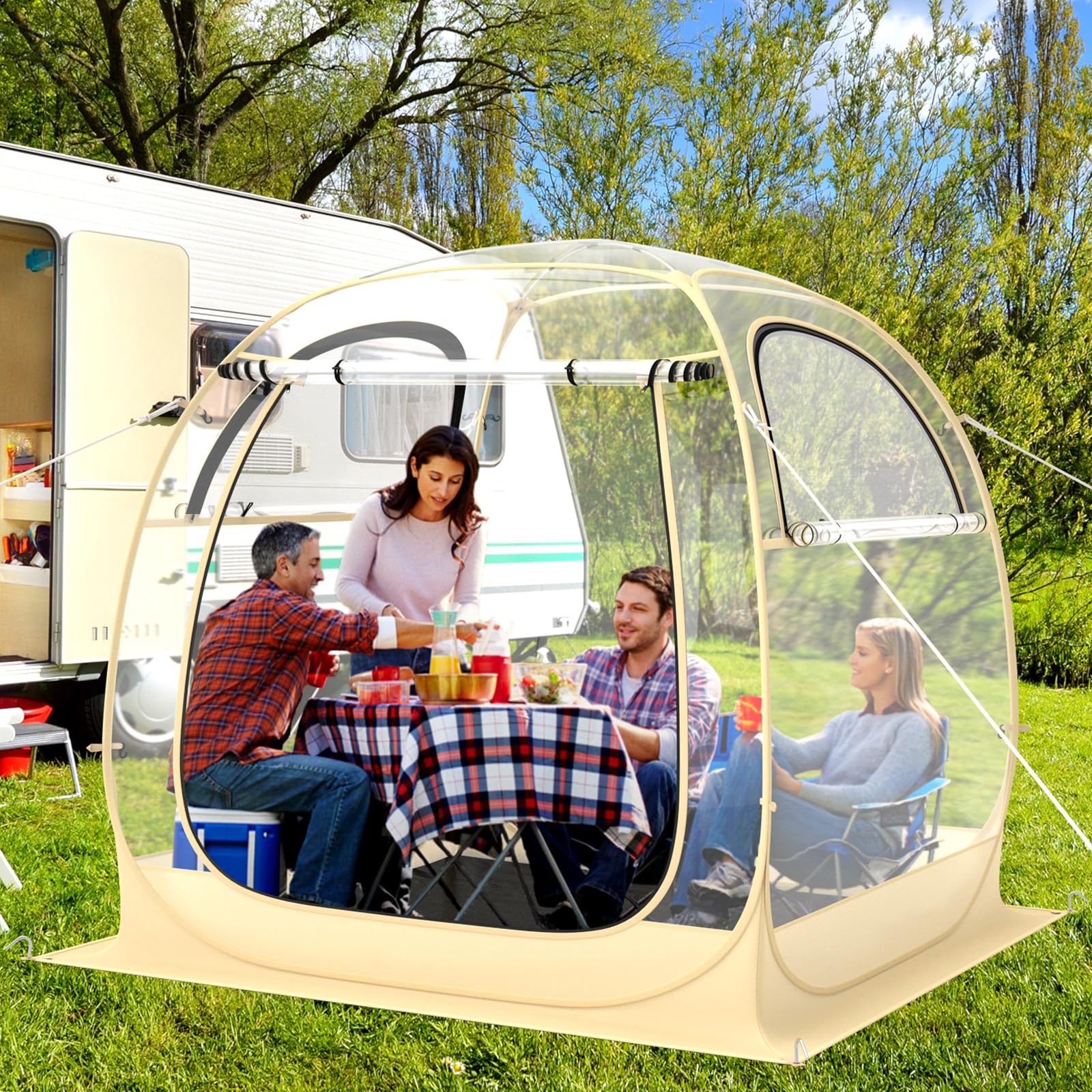 gusto tent Tangkula All Weather Sports Tent for 5-6 People, Pop Up Instant Tent with Waterproof Tarp Floor