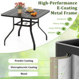 Tangkula 5 Pieces Metal Patio Dining Set, 37" Square Dining Table with 4 Stackable Chairs