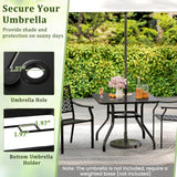 Tangkula 5 Pieces Metal Patio Dining Set, 37" Square Dining Table with 4 Stackable Chairs