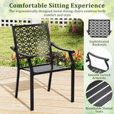 Tangkula 5 Pieces Metal Patio Dining Set, 37" Square Dining Table with 4 Stackable Chairs