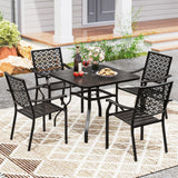 Tangkula 5 Pieces Metal Patio Dining Set, 37" Square Dining Table with 4 Stackable Chairs
