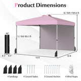Tangkula 10x10 FT Pop up Canopy with Sidewall