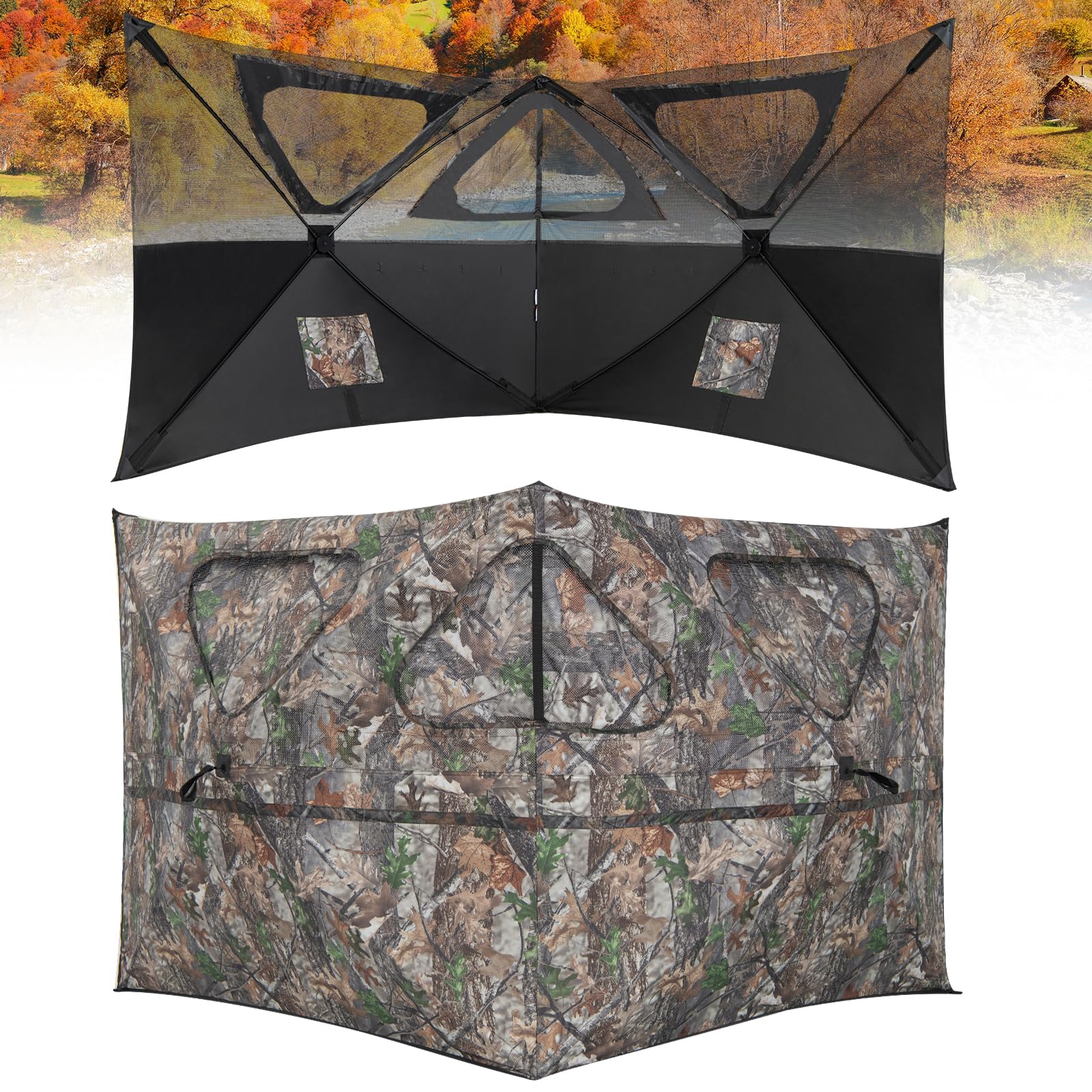 tent blinds Tangkula 2 Panel Stakeout Hunting Blind, See Through Ground Blind with – tangkula