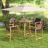 Tangkula 31.5” Acacia Wood Patio Bar Table