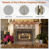 Tangkula 31 x 52.5In 3-Panel Fireplace Screen