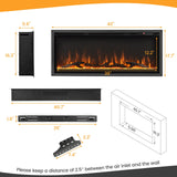 Tangkula 50 Inches Electric Fireplace Inserts, Recessed, Wall Mounted and Freestanding 1500W Slim Fireplace Heater with Remote Control