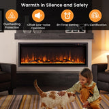 Tangkula 50 Inches Electric Fireplace Inserts, Recessed, Wall Mounted and Freestanding 1500W Slim Fireplace Heater with Remote Control