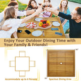 Tangkula 5 Pieces Patio Dining Set, 4 Cushioned Wicker Armchairs and Square Acacia Wood Dining Table