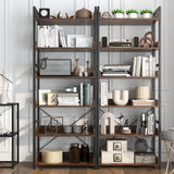 Tangkula 6-Tier Bookshelf, 70” Tall Industrial Bookcase w/Open Shelves & 4 Hooks