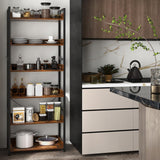 Tangkula 6-Tier Bookshelf, 70” Tall Industrial Bookcase w/Open Shelves & 4 Hooks