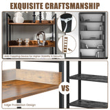 Tangkula 6-Tier Bookshelf, 70” Tall Industrial Bookcase w/Open Shelves & 4 Hooks