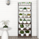 Tangkula 6-Tier Bookshelf, 70” Tall Industrial Bookcase w/Open Shelves & 4 Hooks