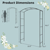 Tangkula 7.5 ft Garden Arbor, Metal Arch with Trellis for Climbing Plants, Wedding Bridal Party, Ceremony