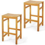 Acacia Wood Bar Stool Set of 2 - Tangkula