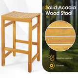 Acacia Wood Bar Stool Set of 2 - Tangkula