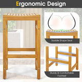 Acacia Wood Bar Stool Set of 2 - Tangkula