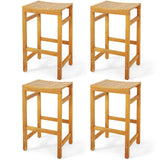 Acacia Wood Bar Stool Set of 2 - Tangkula