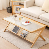 Tangkula Bamboo Coffee Table, Modern Accent Center Table