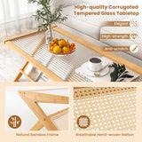 Tangkula Bamboo Coffee Table, Modern Accent Center Table