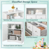 Tangkula Bathroom Cabinet, Freestanding Storage Organizer w/2 Drawers & 2 Doors