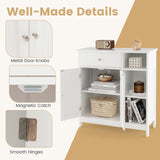 Tangkula Bathroom Cabinet, Floor Storage Cabinet with Doors and Shelves