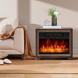 Tangkula Electric Fireplace Heater, 750W Mini Wooden Tabletop Fireplace with Realistic Flame