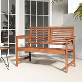 Tangkula Outdoor Bench with Cushion, 2-Person Patio Bench with Slatted Back & Seat