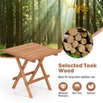 Teak Wood Square End Table with Slatted Tabletop - Tangkula