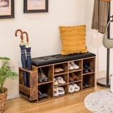 Tangkula Shoe Storage Bench with Umbrella Stand, 10-Cube Entryway Bench