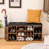 Tangkula Shoe Storage Bench with Umbrella Stand, 10-Cube Entryway Bench
