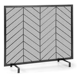 Tangkula Single Panel Fireplace Screen, Wrought Metal Fire Spark Guard