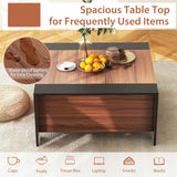  Square Farmhouse Coffee Table with Hidden Storage - Tangkula
