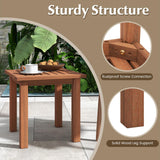 Tangkula Square Outdoor Side Table, 17.5” Patio Hardwood End Table