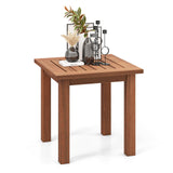 Tangkula Square Outdoor Side Table, 17.5” Patio Hardwood End Table