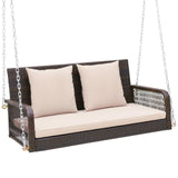 Tangkula Wicker Outdoor Porch Swing, 800 LBS Capacity