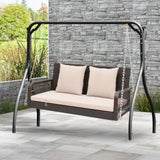 Tangkula Wicker Outdoor Porch Swing, 800 LBS Capacity