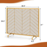 Tangkula Single Panel Fireplace Screen, Wrought Metal Fire Spark Guard