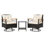 Tangkula 3 Piece Outdoor Swivel Chair Set