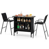Tangkula 3 Piece Outdoor Bar Set Patio Bar Height Table & Armchairs with Footrest