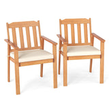 Tangkula Wooden Patio Chair Outdoor Dining Armchairs w/Soft Cushion & Breathable Backrest