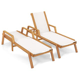 Tangkula Patio Chaise Lounge Chair, 5 Position Adjustable Acacia Wood Patio Lounger