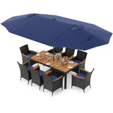Tangkula 11 Pieces Patio Dining Set with Double-Sided Led Patio Umbrella (Base Included)