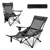 Tangkula 2 in 1 Reclining Camping Chair with Removable Footrest