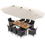Tangkula 11 Pieces Patio Dining Set with Double-Sided Led Patio Umbrella (Base Included)